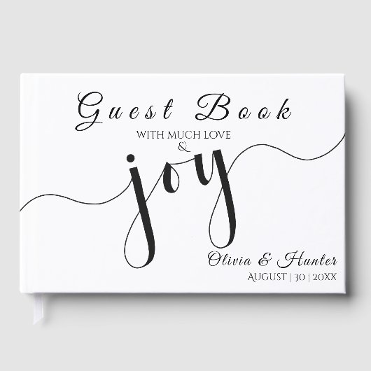 Simple, Script, Black & White Wedding Gastenboek (Voorkant)