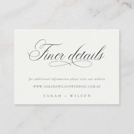 Simple Script Black White Weduwwebsite - Gegevens Informatiekaartje (Voorkant)