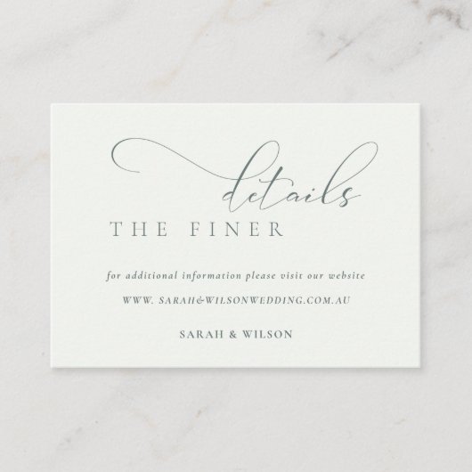 Simple Script Black White Weduwwebsite - Gegevens Informatiekaartje (Voorkant)