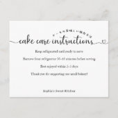 Simple Script Cake Care Instructions Bakery Bedankkaart (Voorkant)