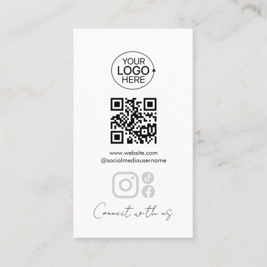 Simple Script Connect With Us Add Logo QR Code  Visitekaartje (Voorkant)