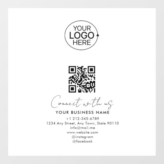 Simple Script Connect with US Logo QR Code Promo Raamsticker (Vel)