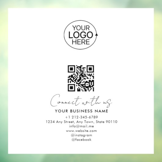 Simple Script Connect with US Logo QR Code Promo Raamsticker (Vel 3)