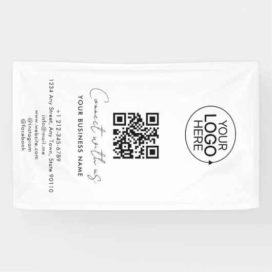 Simple Script Connect with US Logo QR Code Promo Spandoek (Horizontaal)