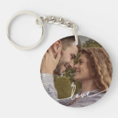 Simple Script Couple Photo Key Ring Sleutelhanger (Voorkant)