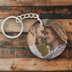 Simple Script Couple Photo Key Ring Sleutelhanger