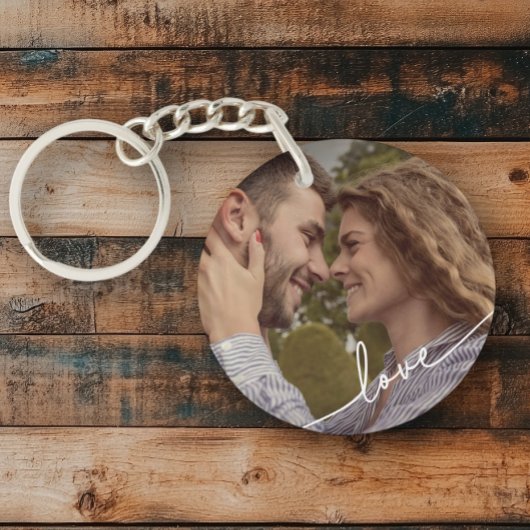 Simple Script Couple Photo Key Ring Sleutelhanger