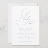 Simple Script Dusty Blue baby shower uitnodiging (Voorkant)