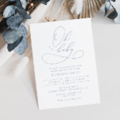 Simple Script Dusty Blue baby shower uitnodiging