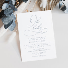 Simple Script Dusty Blue baby shower uitnodiging