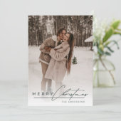 Simple Script Elegant Photo Green Merry Christmas  Feestdagenkaart (Staand voorkant)