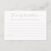 Simple Script Family Traditions Baby shower Informatiekaartje (Voorkant)