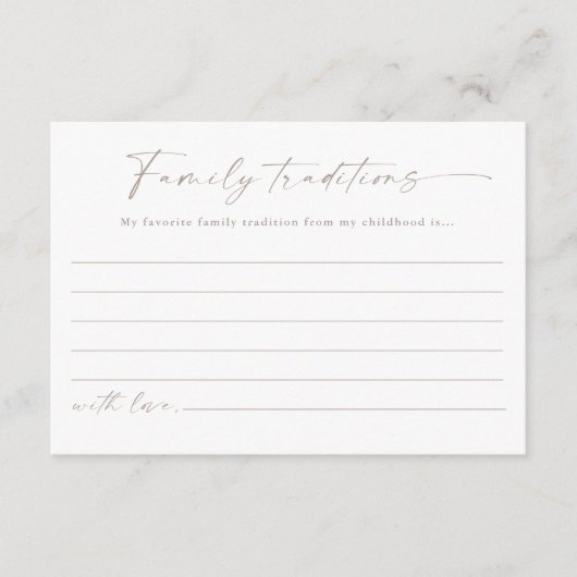 Simple Script Family Traditions Baby shower Informatiekaartje (Voorkant)