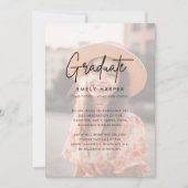 Simple Script Faux Vellum Overlay Photo Afstuderen Aankondiging (Voorkant)