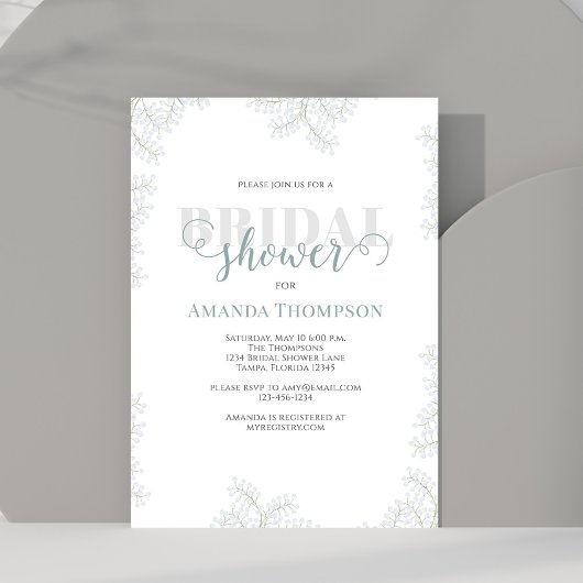 Simple Script Floral Bridal Shower Custom Kaart