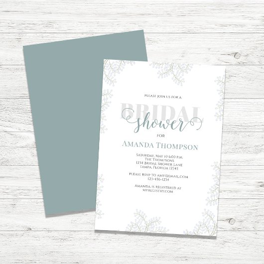 Simple Script Floral Bridal Shower Custom Kaart