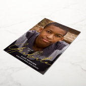 Simple Script Gold Foil Photo Graduparty Folie Uitnodiging (Gedraaid)