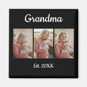 Simple Script Grandma Est. 3 Photo Year Magneet (Voorkant)