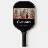Simple Script Grandma Est. 3 Photo Year Pickleball Paddle (Voorkant)