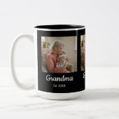 Simple Script Grandma Est.Photo Year Black Tweekleurige Koffiemok (Links)