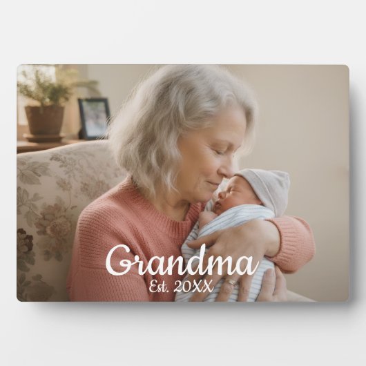 Simple Script Grandma Est.Photo Year Fotoplaat (voorkant)