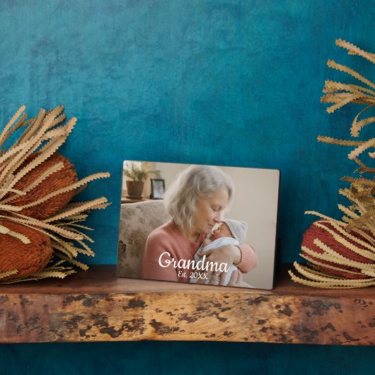 Simple Script Grandma Est.Photo Year Fotoplaat (Zijkant)