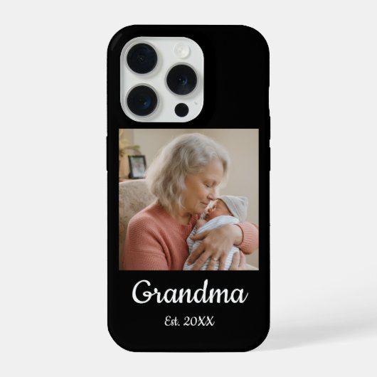 Simple Script Grandma Est.Photo Year Phone Case iPhone Hoesje (Achterkant)