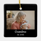 Simple Script Grandma Est.Photo Year Phone Case Keramisch Ornament (Voorkant)