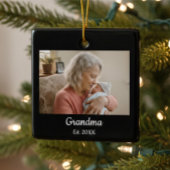 Simple Script Grandma Est.Photo Year Phone Case Keramisch Ornament