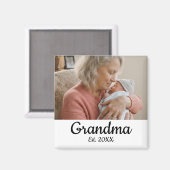 Simple Script Grandma Est. Year Magneet (Voorkant / Achterkant)