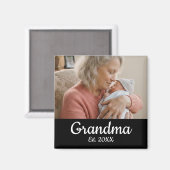 Simple Script Grandma Photo Year Est. Magnet (Voorkant / Achterkant)