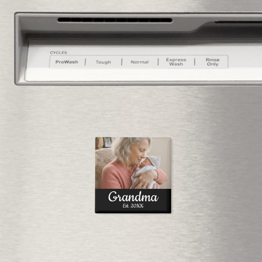 Simple Script Grandma Photo Year Est. Magnet (Insitu (Vaatwasser))