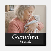 Simple Script Grandma Photo Year Est. Magnet (Voorkant)