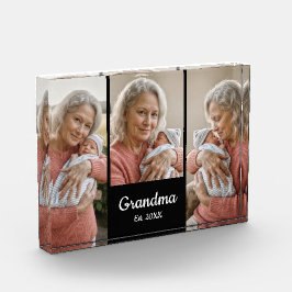  Simple Script Grandma Year Est. 3 Photo Acrylic Fotoblokken