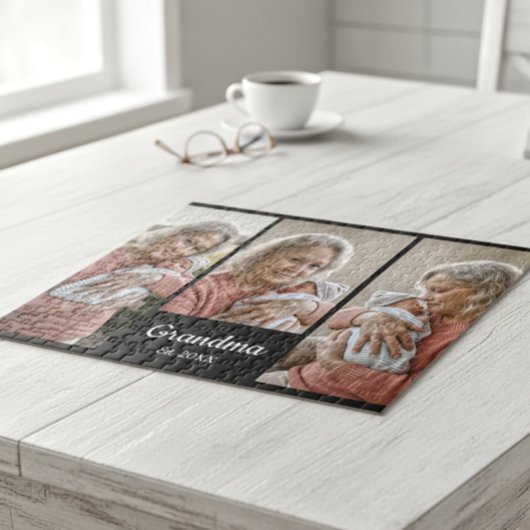  Simple Script Grandma Year Est. 3 Photo Acrylic Legpuzzel