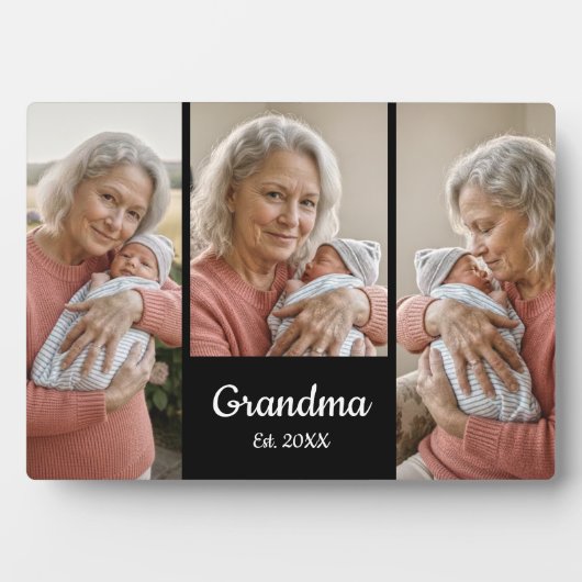  Simple Script Grandma Year Est. 3 Photo Fotoplaat (voorkant)