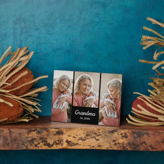  Simple Script Grandma Year Est. 3 Photo Fotoplaat (Zijkant)