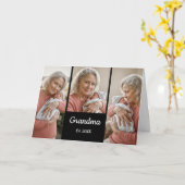  Simple Script Grandma Year Est. 3 Photo Kaart (Gele Bloem)