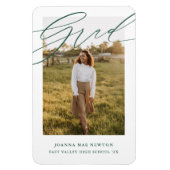 Simple Script Green Photo Graduation Announcement Magneet (Verticaal)
