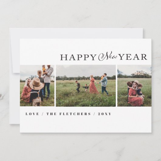 Simple Script Happy New Year Photo Holiday Card Feestdagenkaart (Voorkant)