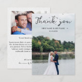 Simple Script Love Heart Classy Weduwfoto Bedankkaart (Voorkant / Achterkant)