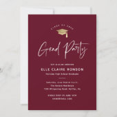 Simple Script Maroon Graduation Party Kaart (Voorkant)