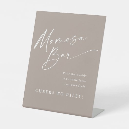 Simple Script Mimosa Bar-Baby shower Reclamebord Met Voetstuk (Voorkant)