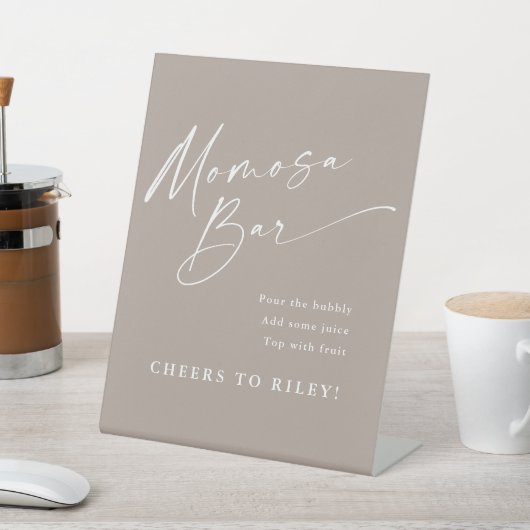 Simple Script Mimosa Bar-Baby shower Reclamebord Met Voetstuk (Insitu)