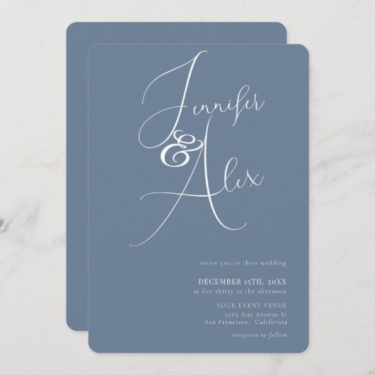 Simple Script Minimalist Photo Collage Wedding Kaart (Voorkant / Achterkant)