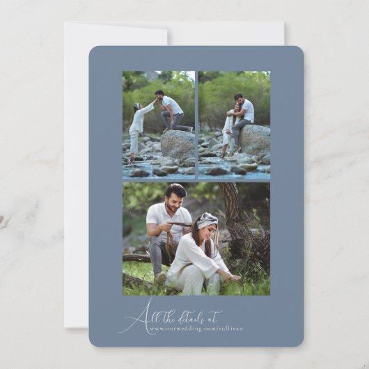 Simple Script Minimalist Photo Collage Wedding  Kaart (Achterkant)