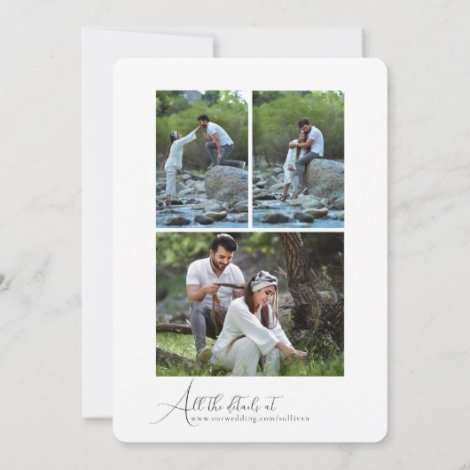 Simple Script Minimalist Photo Collage Wedding  Kaart (Achterkant)