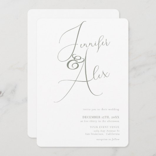 Simple Script Minimalist Photo Collage Wedding  Kaart (Voorkant / Achterkant)