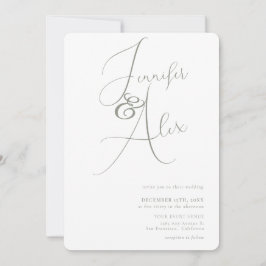 Simple Script Minimalist Photo Collage Wedding Kaart