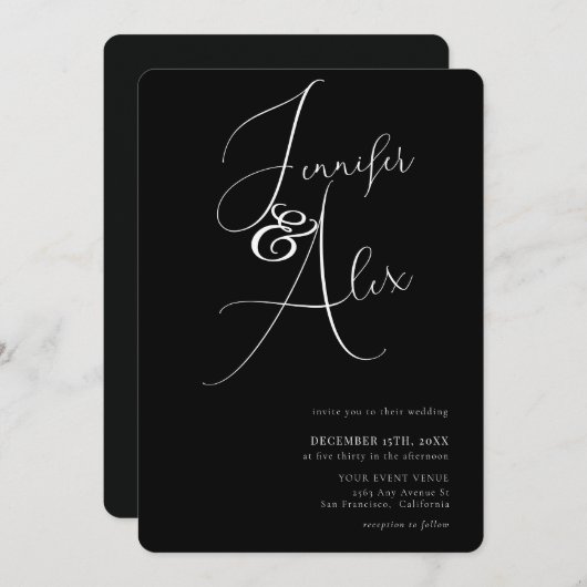 Simple Script Minimalist Photo Collage Wedding  Kaart (Voorkant / Achterkant)